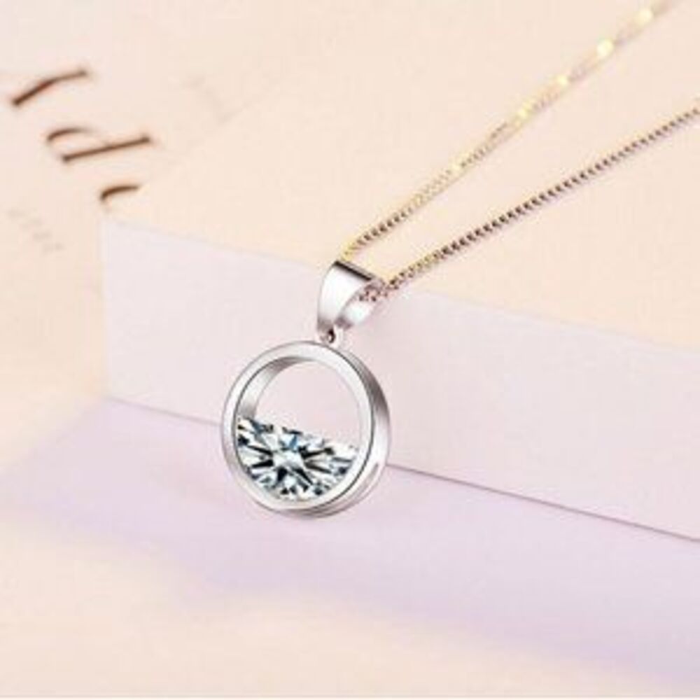 925 Sterling Silver Diamond Waterdrop Necklace X